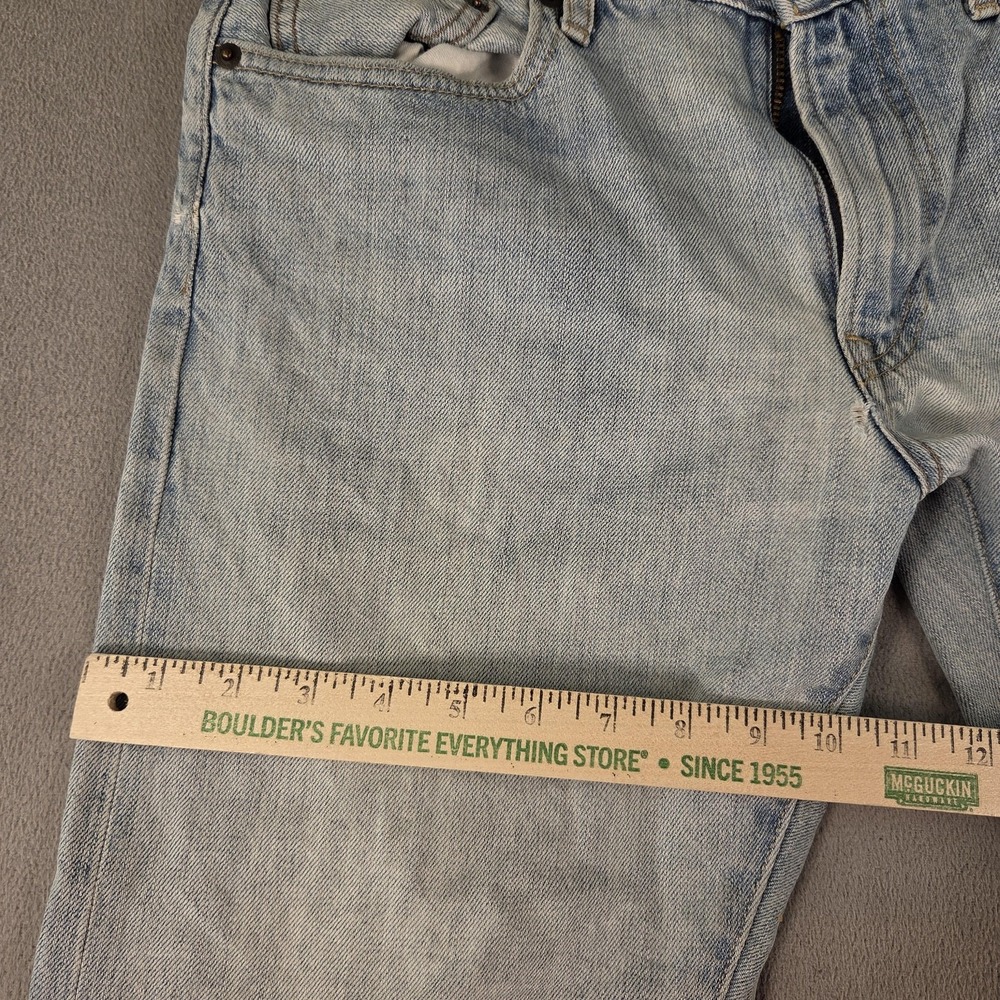 Uniqlo Jeans Mens 32 Light Wash Blue Straight Leg Denim 100% Cotton Zip Fly - Picture 8 of 9